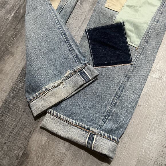 VTG 70s Levis 501 Patchwork Selvedge Hippie Patched USA Custom Denim USA Jeans - Picture 3 of 7